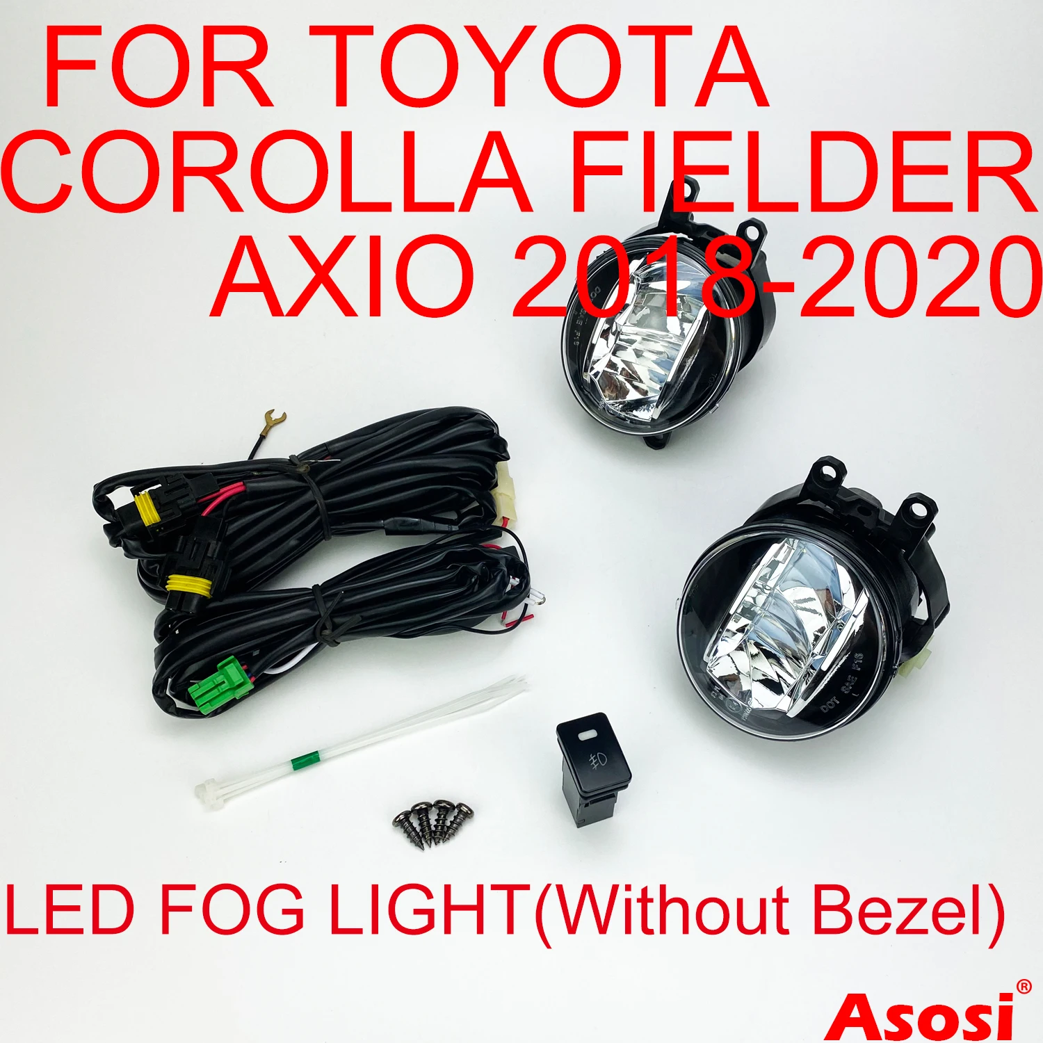 LED Fog Lights For Toyota Corolla Axio Fielder 2018 2019 2020 Passenger+Driver Side With Bulb Switch Wire Harness (Without Bezel