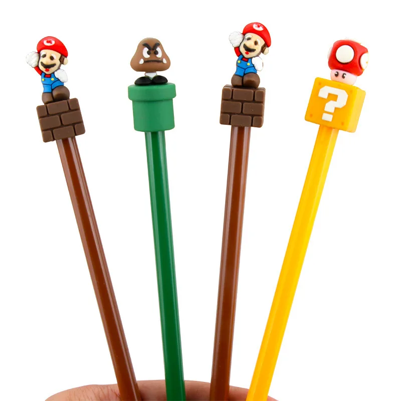 Super Mario Brothers Black Gel Pen 0.5mm Kawaii Animation Game Peripherals Student Learning Stationery Children's Toys Gifts