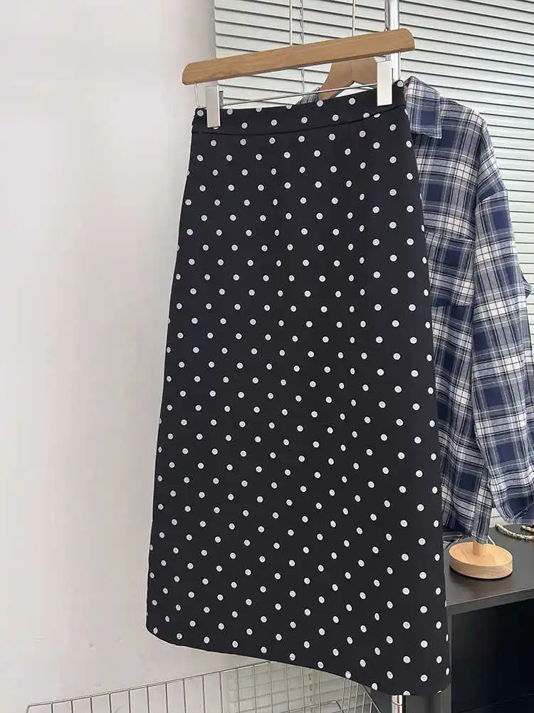 

Повседневная женская юбка в горошек с высокой талией, универсальное платье высокого качества, летнее простое платье трапециевидной формы для поездок на работу