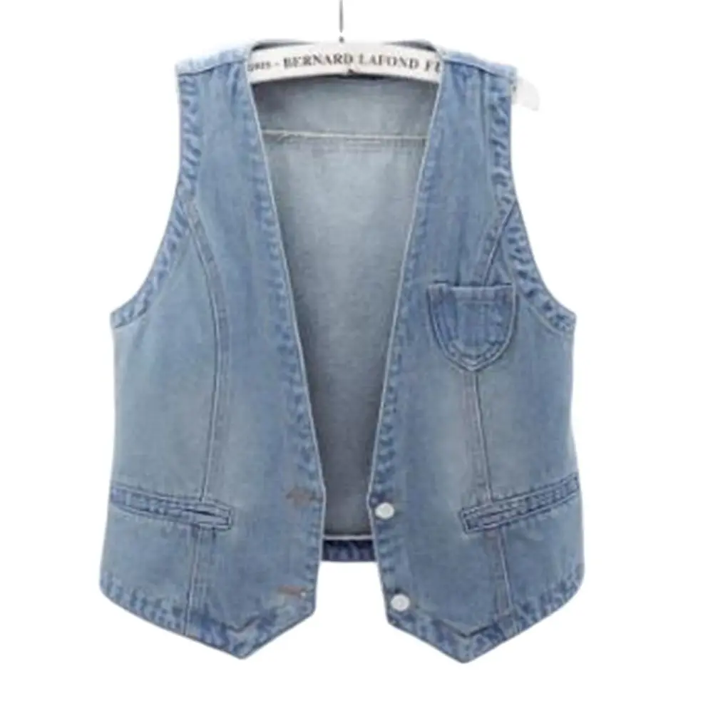 Women's Single-Breasted Denim Vest Jacket Sleeveless Short Jeans Waistcoats Casual Female Tops Autumn Clothes Hot Sale 6XL