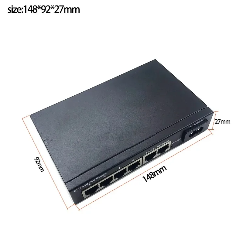 Conmutador POE rj45 de 10/100 mbps, conmutador con 8 puertos, voeding, 15,5 w, nvr, ip, punto de acceso wifi