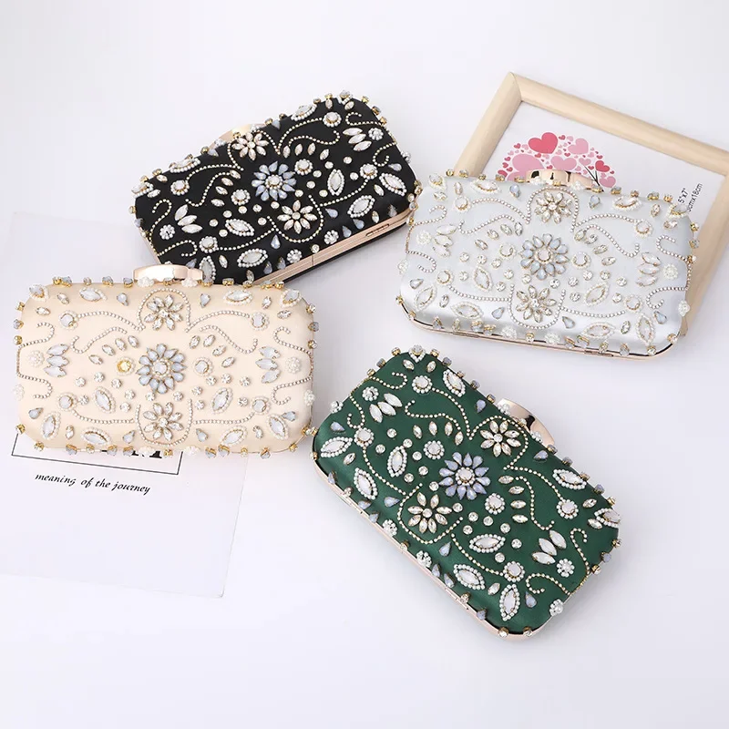 Luxury Rhinestone Women Shoulder Clutch Bag Evening bags with Diamond Pearls Beads Messenger Handbag Phone Bag for Party