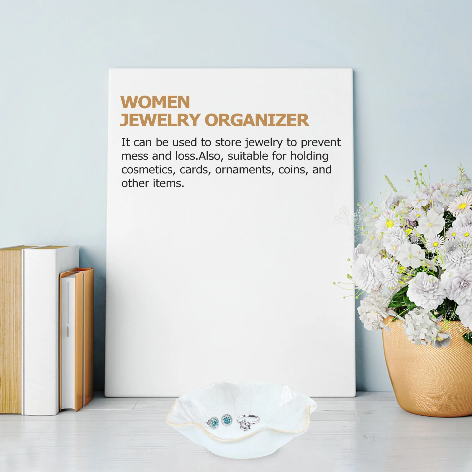 

Jewelry Organizer Ceramic Plate Compact Design Earrings Rings Bracelets Storage Display Stand Home Decor Gift Lotus Leaf Shaped