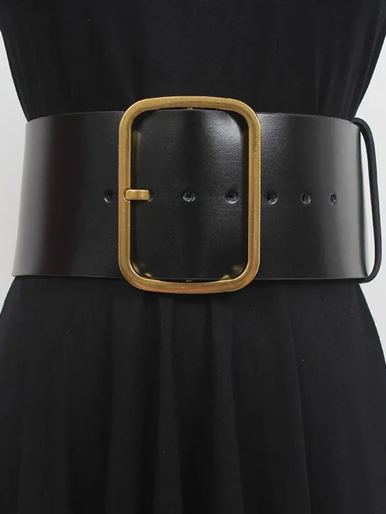 DEAT Fashion Women's Head Layer Cowhide Belt Adjustable Metal Buckle Waistband Clothes Accessory Winter 2024 New Tide 7AB2912