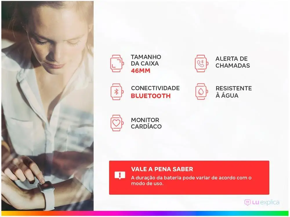 ساعة ذكية ، 46 ، أسود