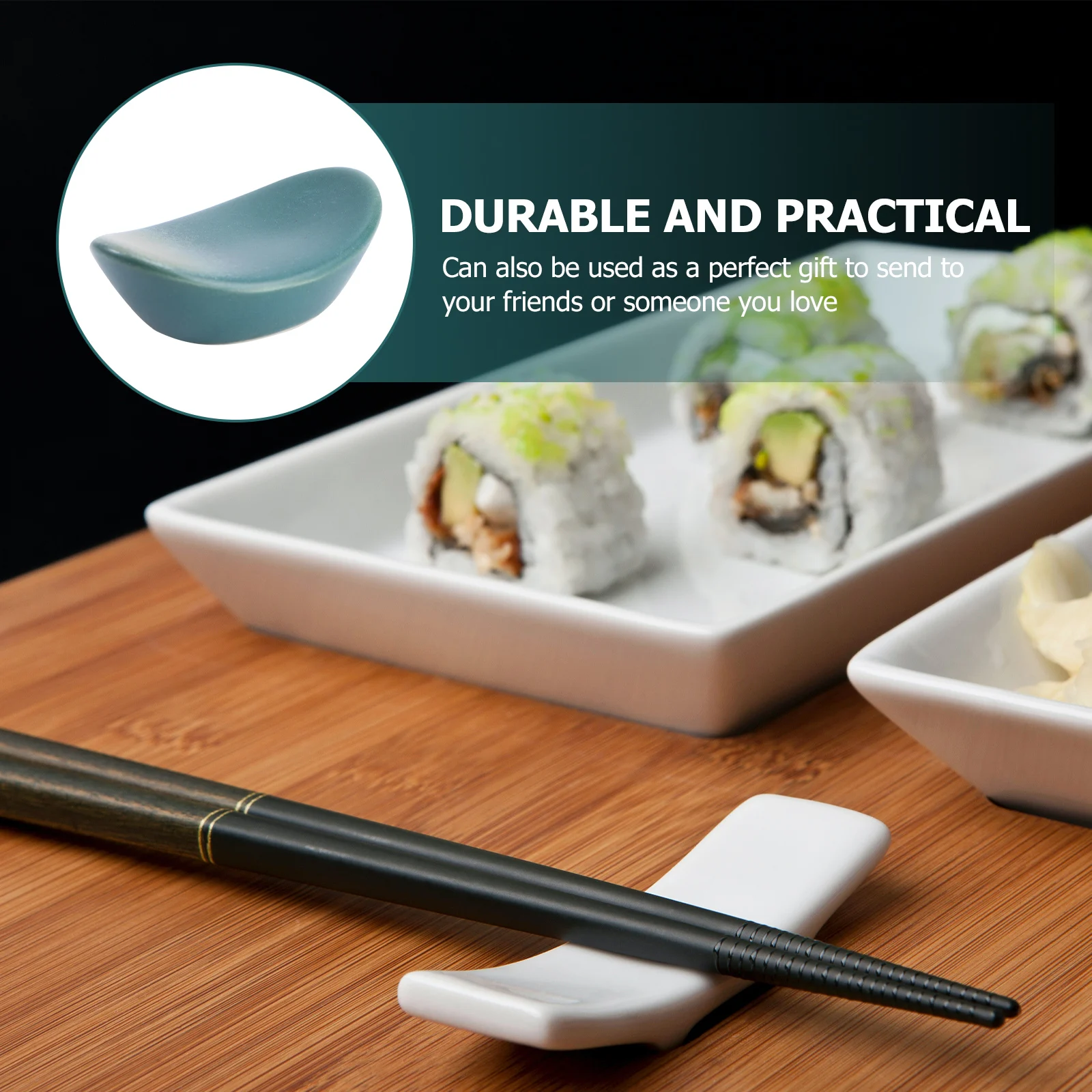 

6Pcs Flambed Glaze Ceramic Chopstick Holder Japanese Style Tableware Rest for Spoon Fork Easy Clean Dishwasher Safe Gift