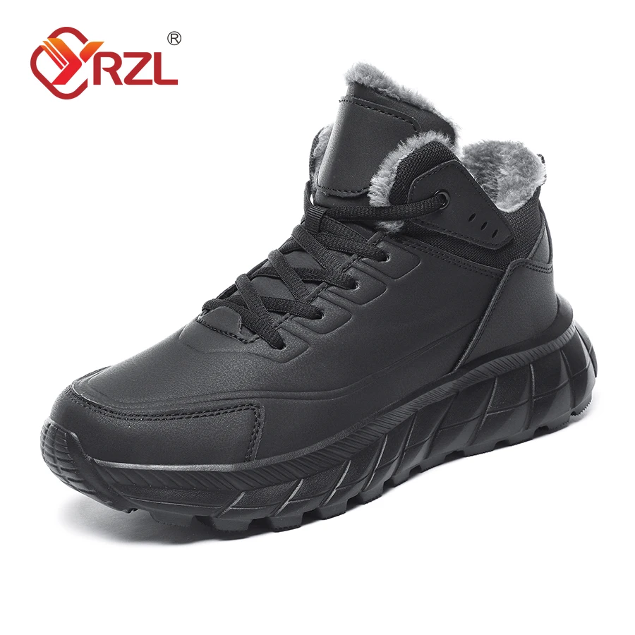 YRZL Winter Boots Men Plush Waterproof Shoes for Men Snow Boot Winter Super Warm Outdoor Non Slip Comfortable Hiking Male Shoes