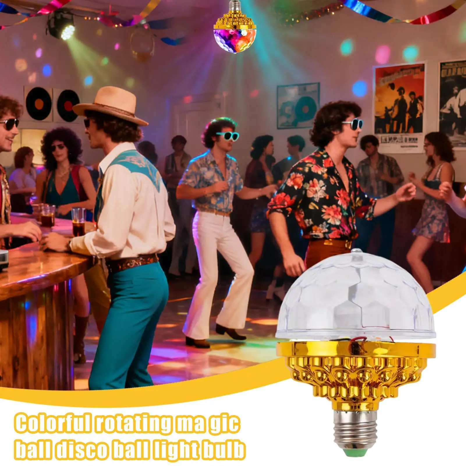 

Красочный вращающийся светильник для диско-шара, безопасный светодиодный светильник, декор, вращающийся светильник для диско-шара для домашнего бара, вечеринок, любителей детей-подростков