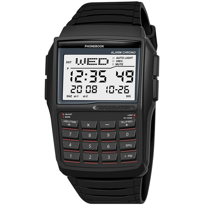 LED Digital Sports Watch Multifunction Electronic Calculator Waterproof Computer Style Watch