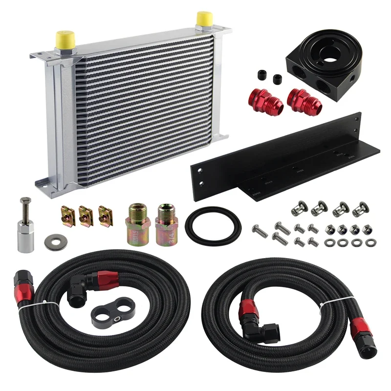 Bolt On Oil Cooler Kit 25 Row AN10 Fits for Nissan Fairlady 350Z Z33 03-08 3.5L/370Z Z34 09-17 3.7L VQ35 VQ37 Black / Silver