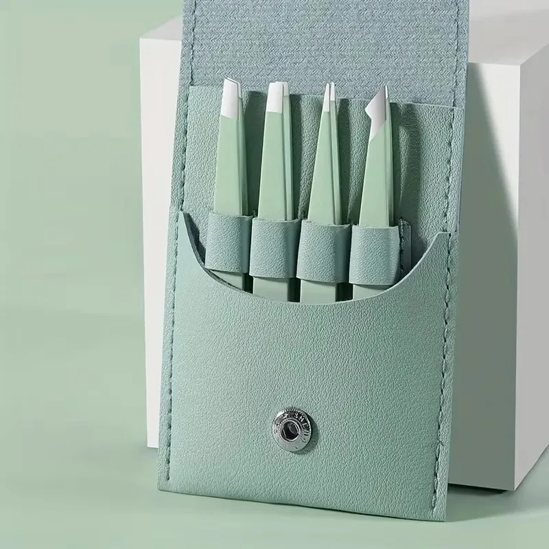 ملاقط إزالة الشعر من الفولاذ المقاوم للصدأ ملاقط الحواجب وردي مائل طرف أسود نقطة وجه غير ضارة أداة تجميل للمكياج باللون الأسود