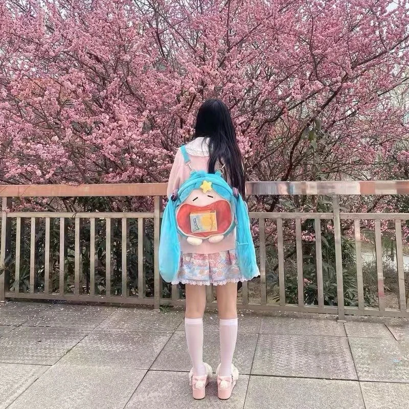 

Hatsune Miku Shoulder Bag New Backpack Cute Anime Girl Plush Cartoon Kawaii Knapsack Student Bag Packet Kids Gifts Home Decor