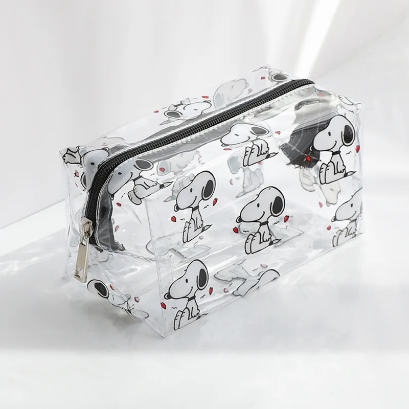 Snoopy Storage Bag Cute Cartoon borsa per il trucco trasparente astuccio per matite di grande capacità borse per cosmetici regali per bambini