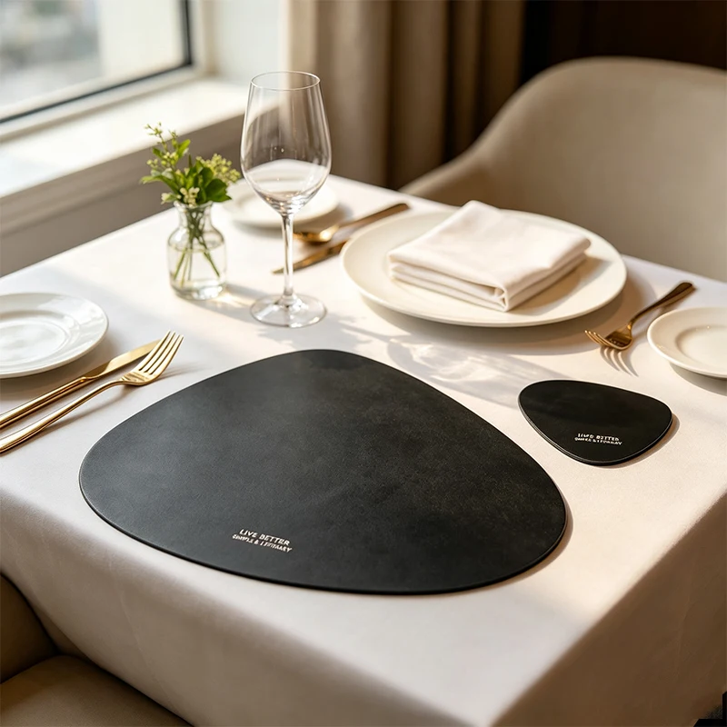 2/4/8/12pcs Leather Table Mat with Stain-Resistant Anti-Slip Bottom Matching Coaster for Home Dining Kitchen Office Mouse Pad