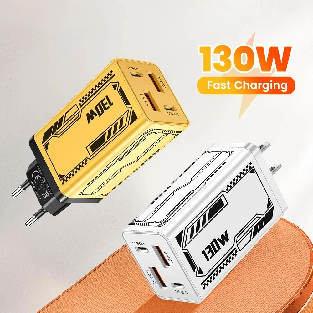 

130W Multiport USB Charger Type C Fast Charge Power Adapter For iPhone Samsung Xiaomi Phone Quick Charge EU/US Plug Wall Charger