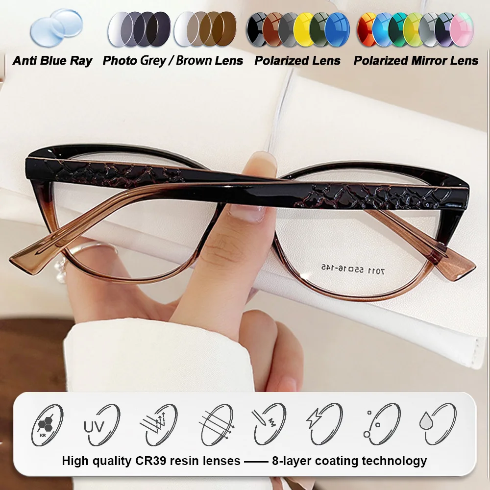 نظارات OLLYMURS بسيطة وأنيقة على شكل عين القطة مضادة للضوء الأزرق للنساء نظارات طبية مخصصة نظارات بصرية تقدمية #2