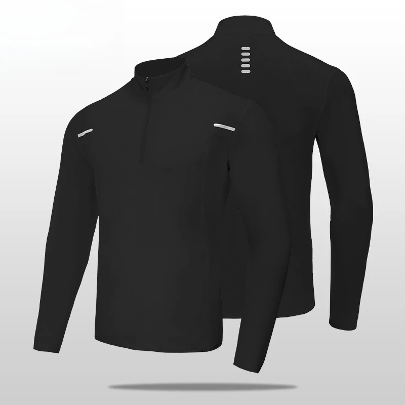 Fashion Fitness Long Sleeve Shirts Men's 1/4 Zip Up UPF 50+ Rash Guard Lightweight Quick Dry Fishing Joggiing Running T-Shirts