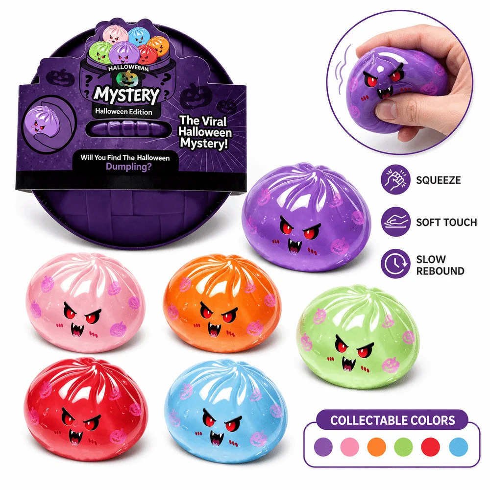 Glitter Halloween Dumplings Squeeze Toy Soft Slow Resilience Steamed Bun Squeeze Pinch Le Fidget with Steamer
