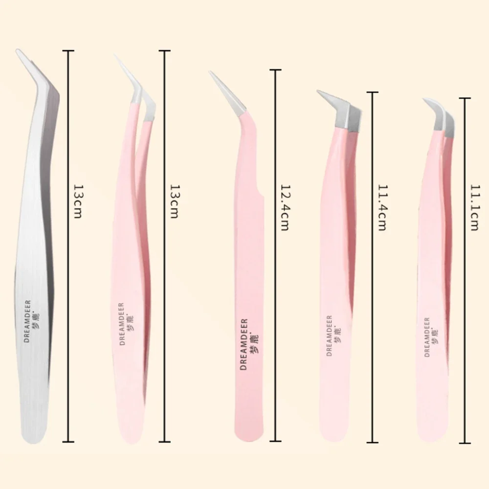 High Precision Stainless Steel Eyelashes Tweezers Round Head Superhard False Eyelash Tweezers Travel Makeup Tools