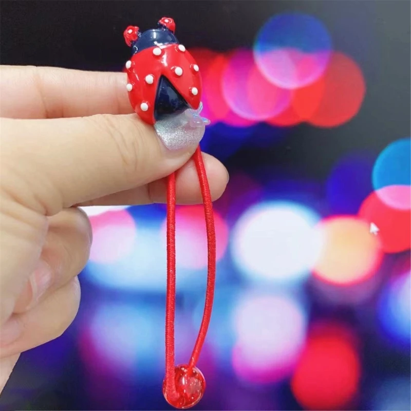 Sweet Red Ladybird Shape Hairpin/ Hair Rope Elegant Hair Clip for Girl Halloween DXAA