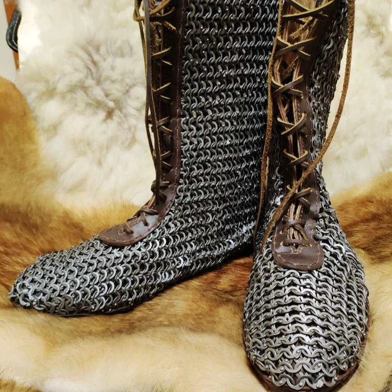 Crusader Knight Chain Boots Riveted Chain  Shoes Chain  Boots Wear