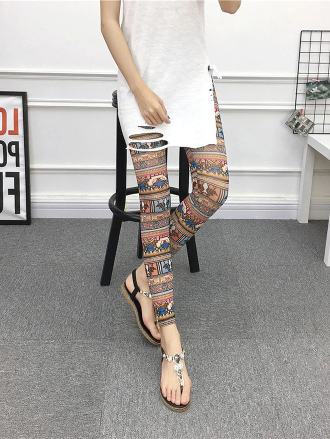 Skinny Fit Midi-legging voor dames, comfortabel, het hele seizoen, Koreaanse print, sportieve dagelijkse basislaagbroek