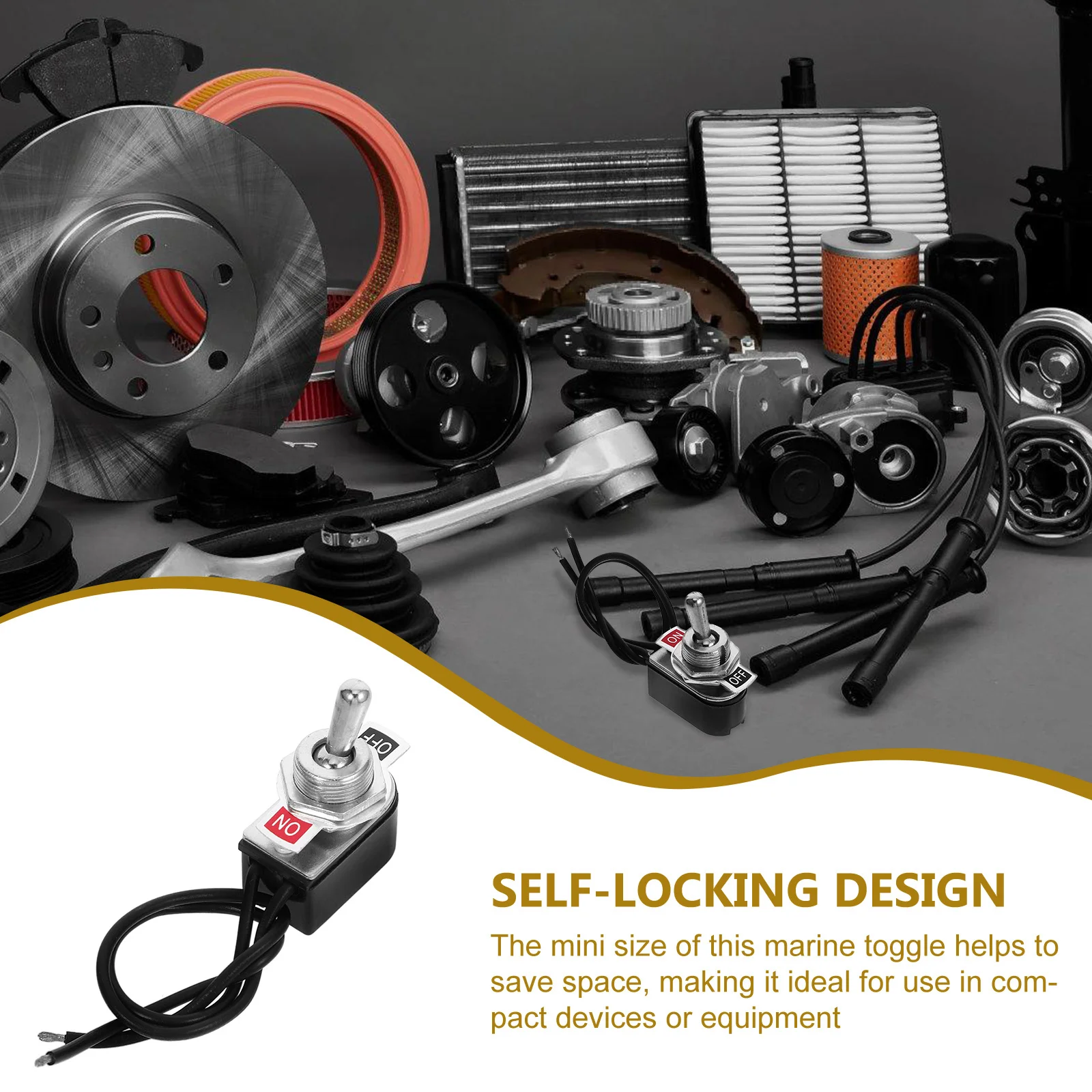 

Self-Locking Toggle Switch 2-Pin Car Rocker Switch ABS Zinc Alloy Long-Lasting Performance Spst Car Toggle Switches