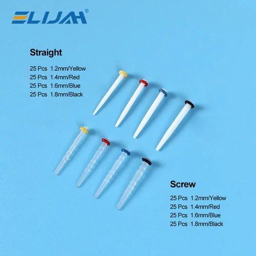 Imagen 2 del producto 200 unids/caja ELIJAH, taladros de poste de fibra Dental, tornillo/poste recto, Kit de pila de hilo de vidrio de cuarzo, materiales restauradores de conducto radicular