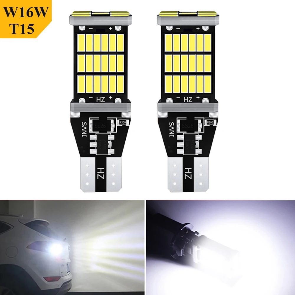 

2PCS T15 W16W 921 912 T16 902 LED Bulbs High Power 45pcs 4014SMD Super Bright 1200LM Replace For Car Reversing Light White Red