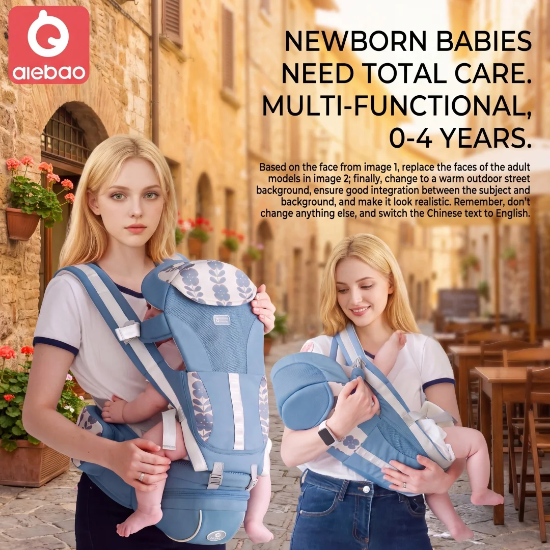 Baby sling and waist stool, lightweight for all seasons, a multi-functional lightweight cradle for carrying babies when out and
