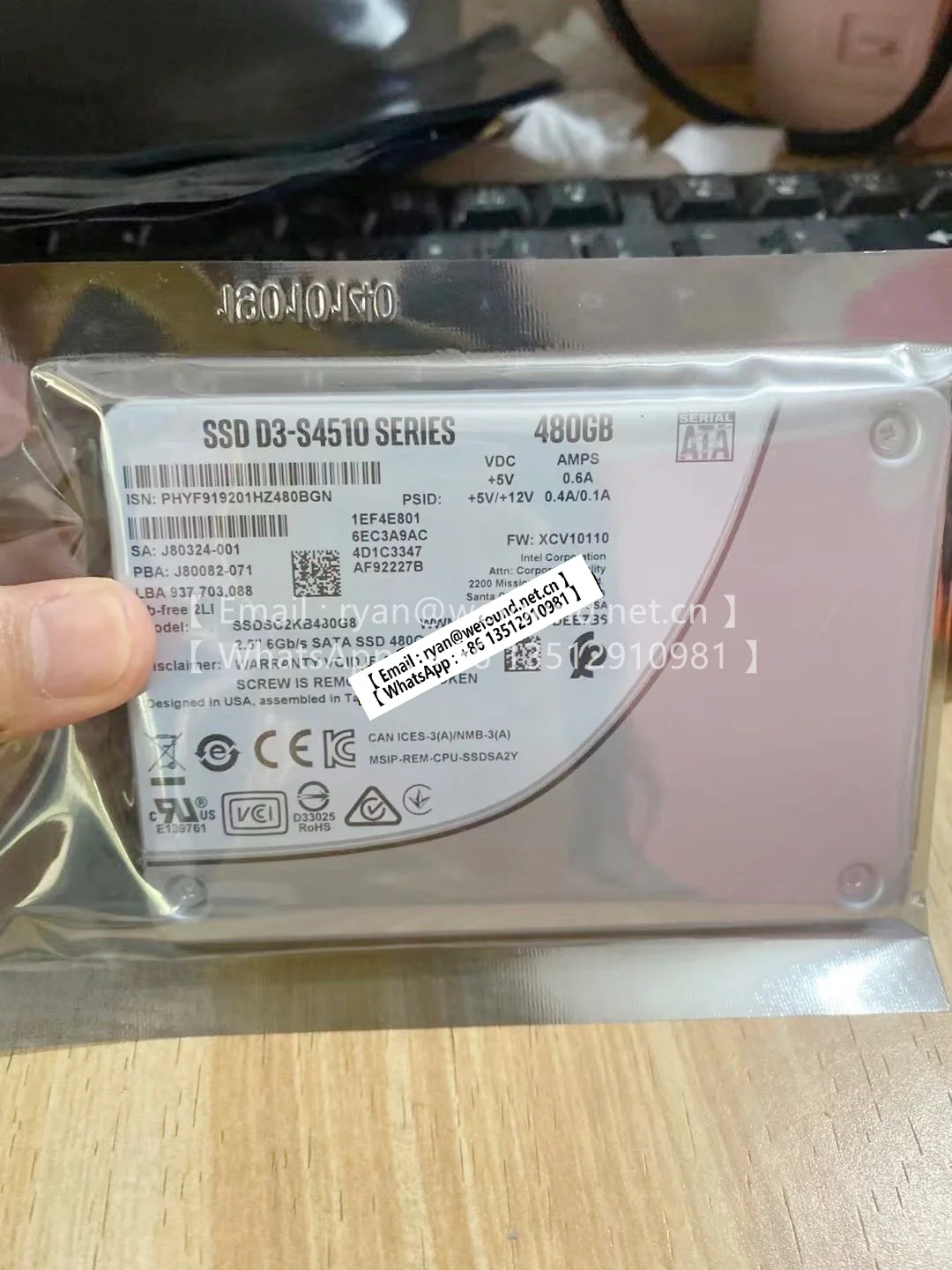 

ДЛЯ SSD Intel SSDSC2KB480G8 S4510 480G SATA 6G 2.5