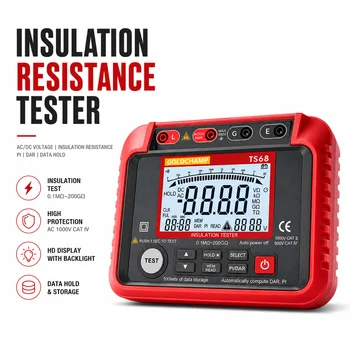 Megohmmeter, 250V-2500V Output Voltage Insulation Tester, 1MΩ-200GΩ Ohm Meter Multimeter, Grounding Tester with 100 Groups