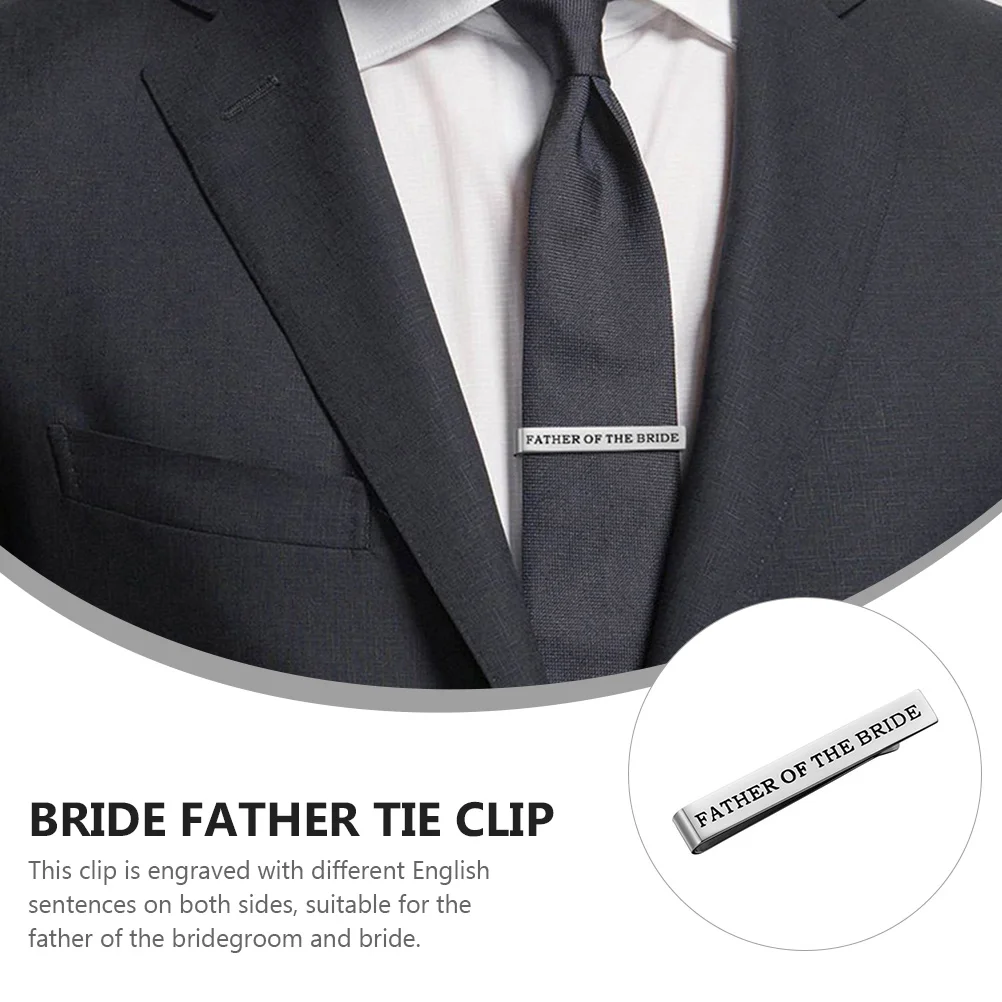 

1pc Customized Engraved Tie Clip for Father of Bride Double Sided Wedding Gift Business Suit Decoration Metal Tie Clamp