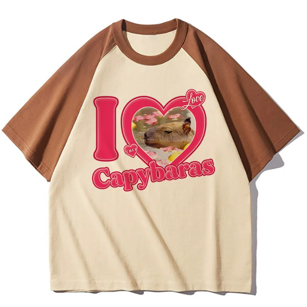 Capibara top women funny breathable Japanese t-shirts female streetwear clothing