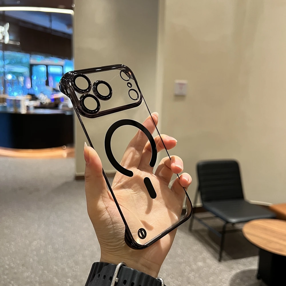 Ultradünne Rahmenlose PC-Beschichtete Transparente Handyhülle für iPhone 18 17 Pro Max 16 15 14 13 mit MagSafe und Kabelloser Ladefunktion Schutzhülle – Detail 8