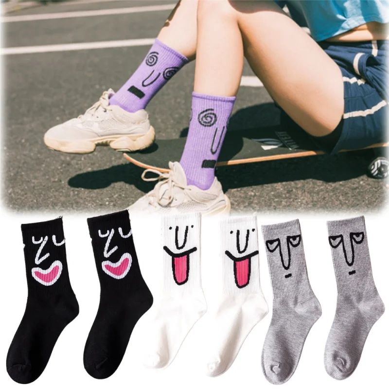 مضحك الكرتون الجوارب النساء الكورية نمط منتصف العجل الجوارب الخريف تصميم جديد غريب الأطوار طباعة للجنسين طاقم الجوارب لملابس الحرم الجامعي في سن المراهقة