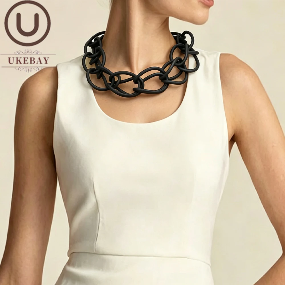 UKEBAY Neue Choker-Halskette für Damen, handgefertigtes Design, luxuriöse Pulloverkette, Gummi-Schmuck für Party, Gothic-Ethno-Halsketten – Detail 1