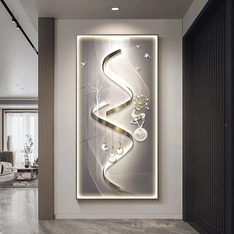 Entry entrance decorative painting light luxury abstract high sense corridor aisle led luminous painting