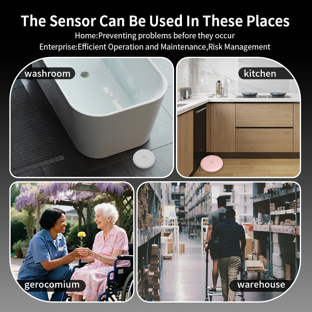 Tuya Zigbee Leakage Sensor LED Immersion Detector for Smart Life App Remote Alarm Reminders Alexa IP65 Dust & Water Resistance