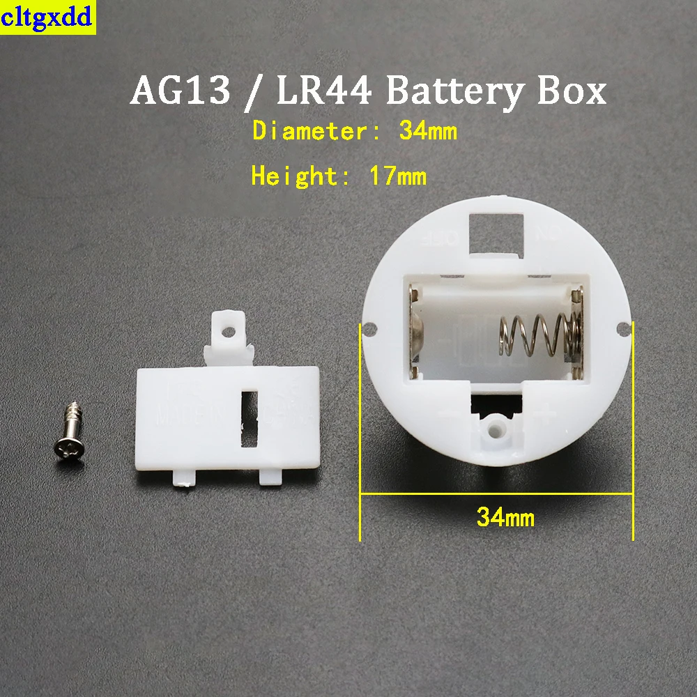 

Cltgxdd 1 set white circular battery box with switch cover suitable FOR AG13/LR44 battery holder socket manager bracket