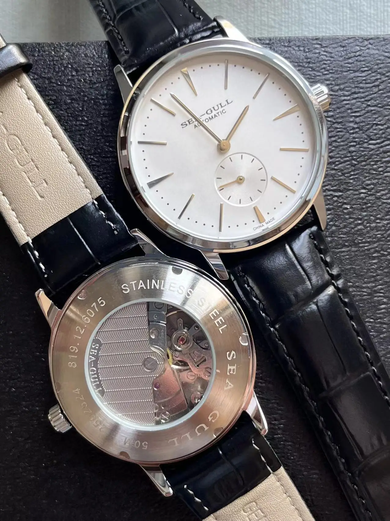 40mm Men Mechanical Wrist Watches for Seagull ST3600 Movement Baked Blue Hands Casual Dress Micro Rotor Watch Dropshipping view 4
