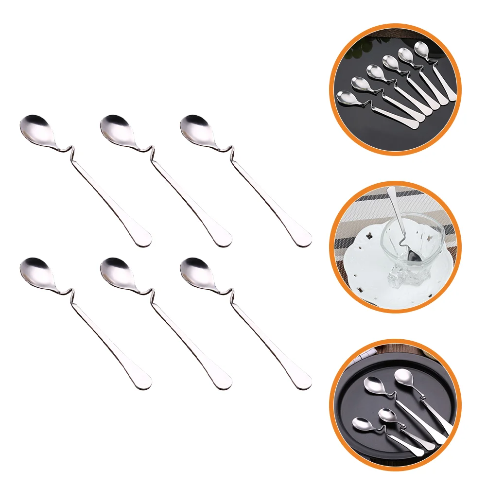 6 Pcs S-shaped Coffee Spoon Stirring Espresso Concentrate Mixing Spoons for Stainless Steel