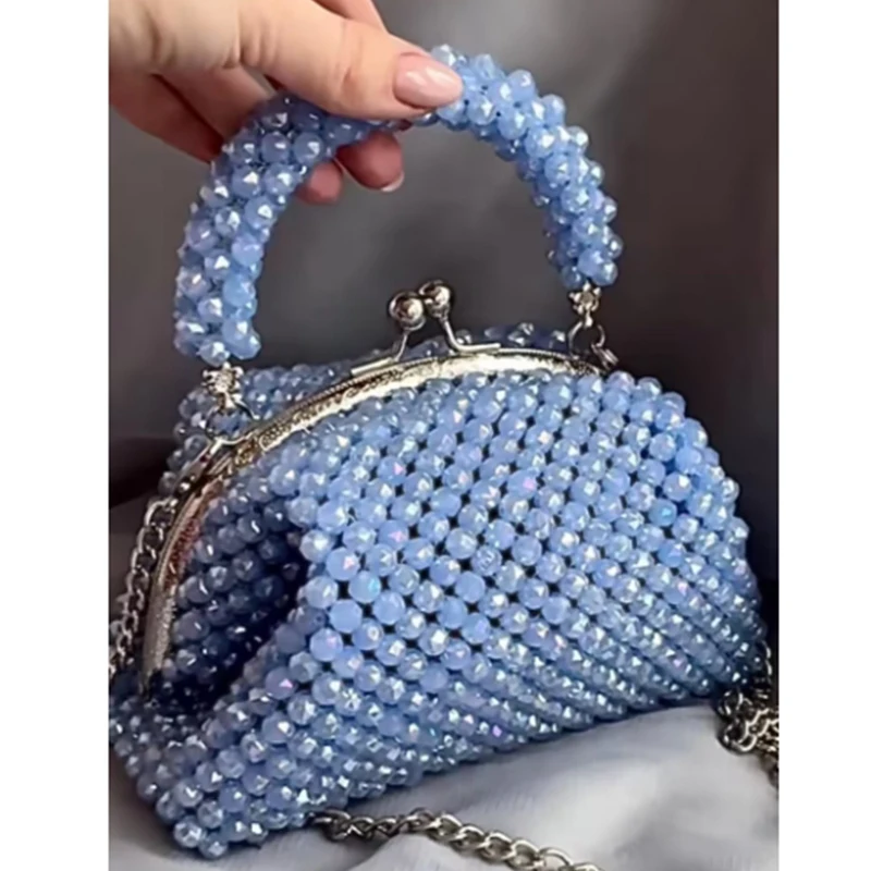 

Новая модная сумка с блестящими кристаллами и цепочкой, скрещенные сумки на плечо, расшитые бисером, текстура премиум-класса, банкетное вечернее платье, ручная сумка с зажимом