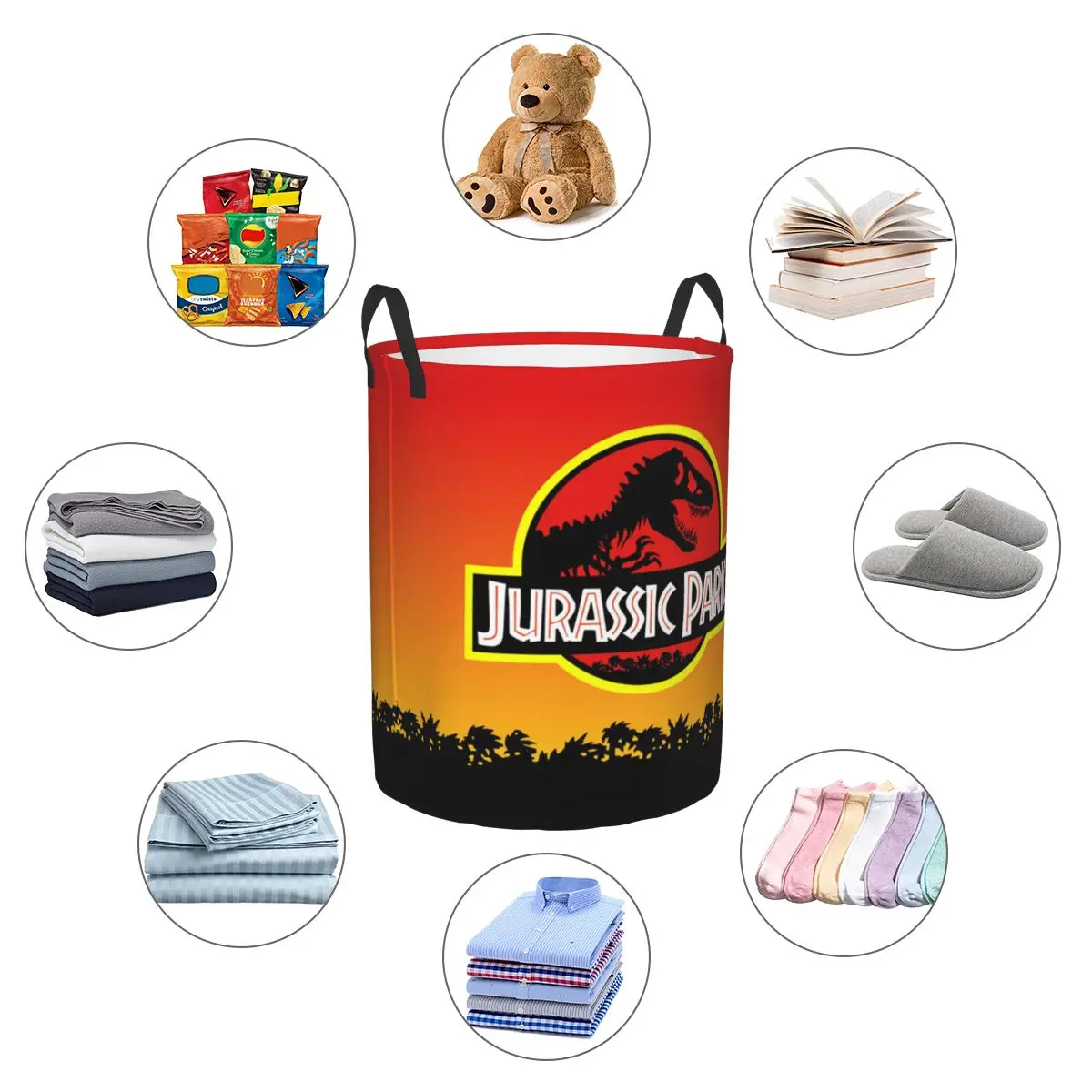 Custom Jurassic Park Dinosaur Print Laundry Basket Collapsible Large Clothes Storage Bin Baby Hamper