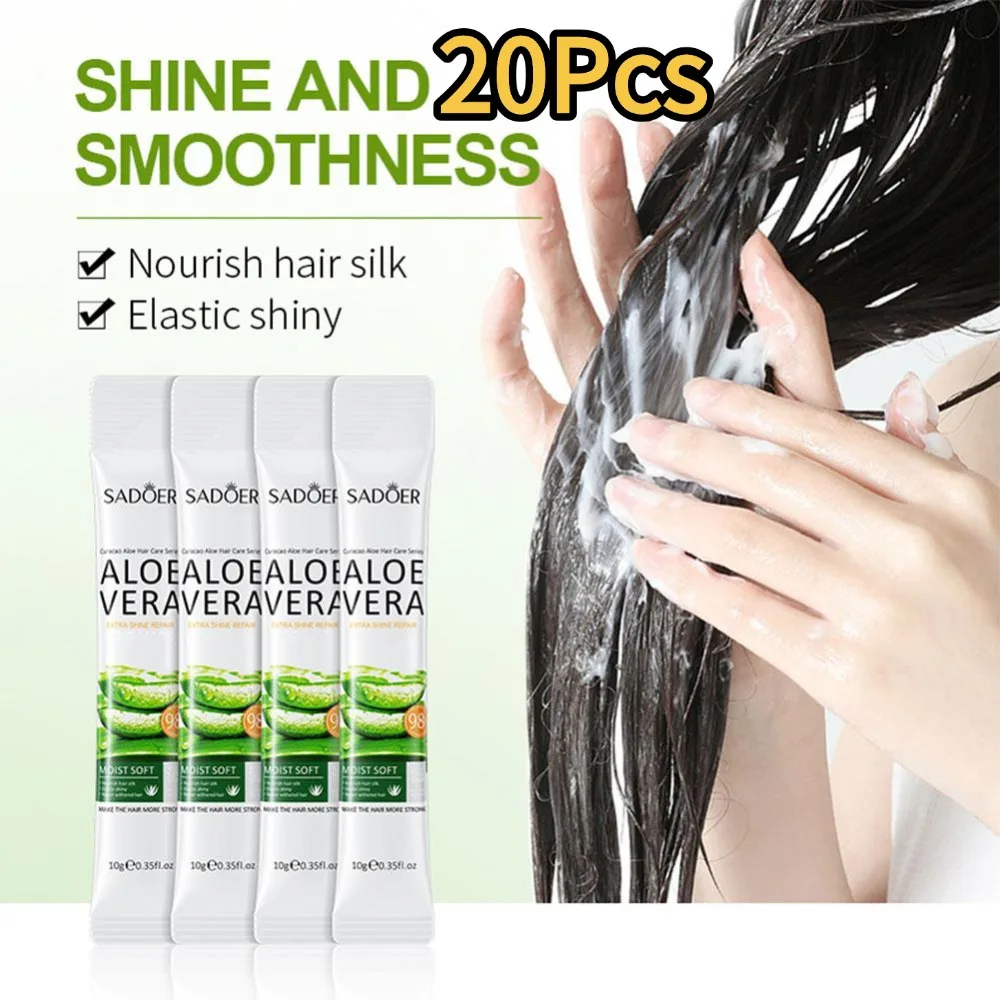 

SADOER 20Pcs Aloe Vera Hair Mask Portability Repair Damage Moisturize Improve Dryness Frizzy Soft Smooth Shiny Hair Conditioner