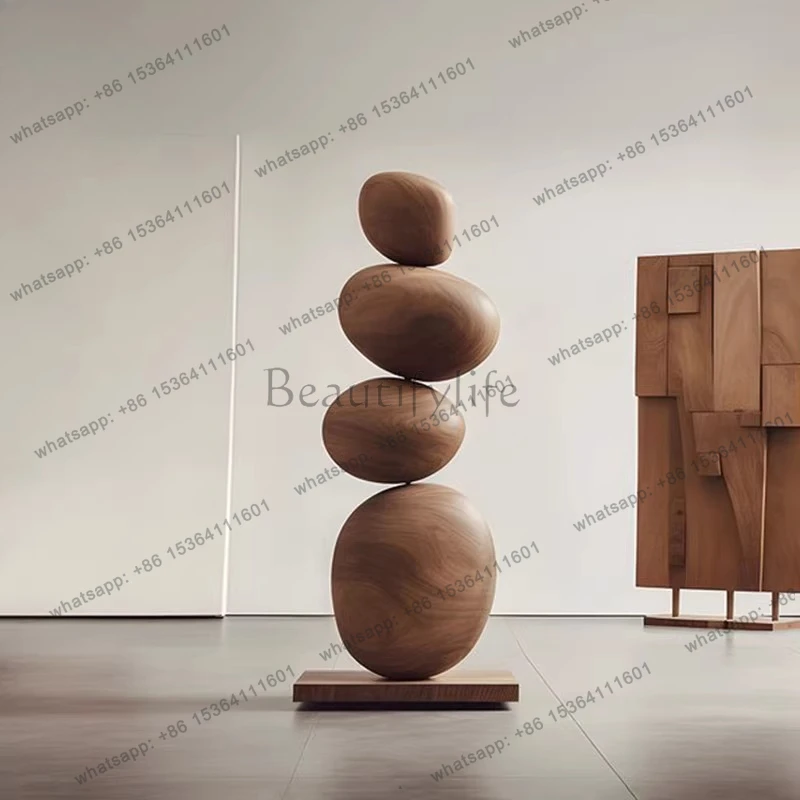 Stone to run creative solid wood sculpture art floor ornament large decoration