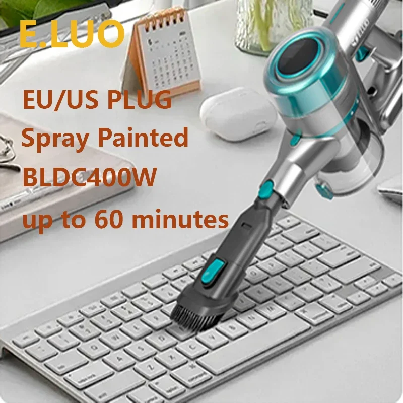 E.LUO 400W Electric Dry Cordless Vacuum Cleaner Household Indoor Wireless Cleaning Power Tools for Animal Hair Carpet Floors Car