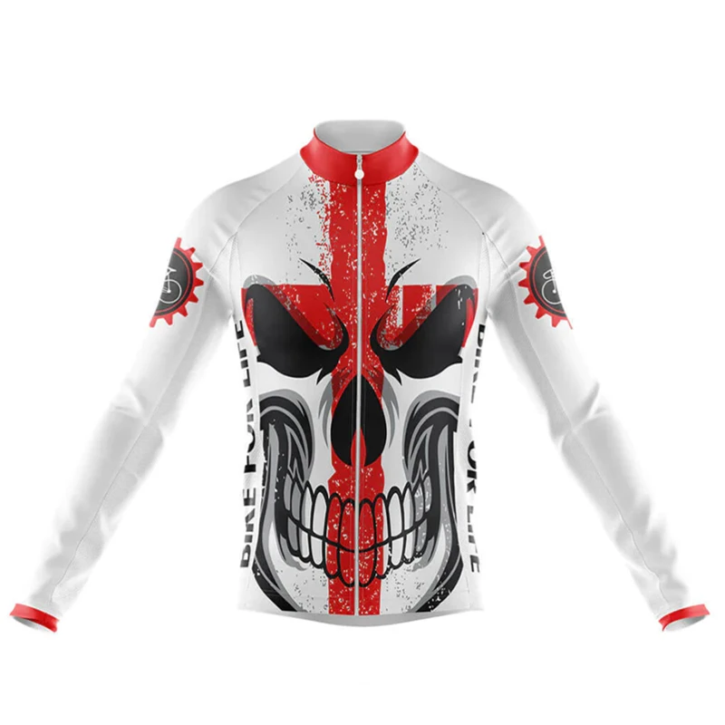 Skull Cycling Jersey 2022 Men Autumn Mountain Bike Clothing Quick-Dry Racing MTB Bicycle Shirt Uniform Breathable Ropa Ciclismo