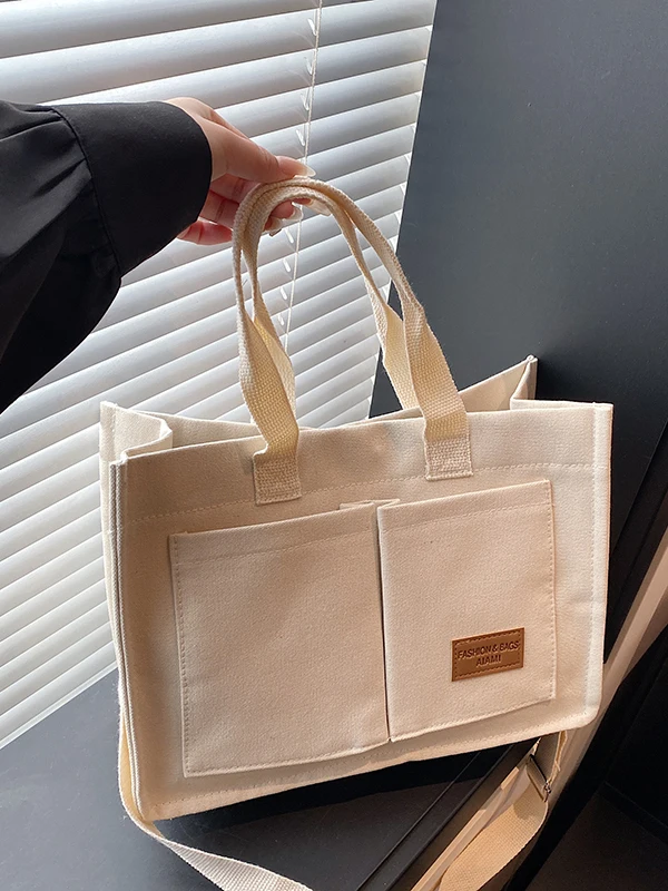 Korean Style Retro Crossbody Bag Large Capacity Pure Color Handbag Spring 2026 Fashionable Single Shoulder Tote Bag