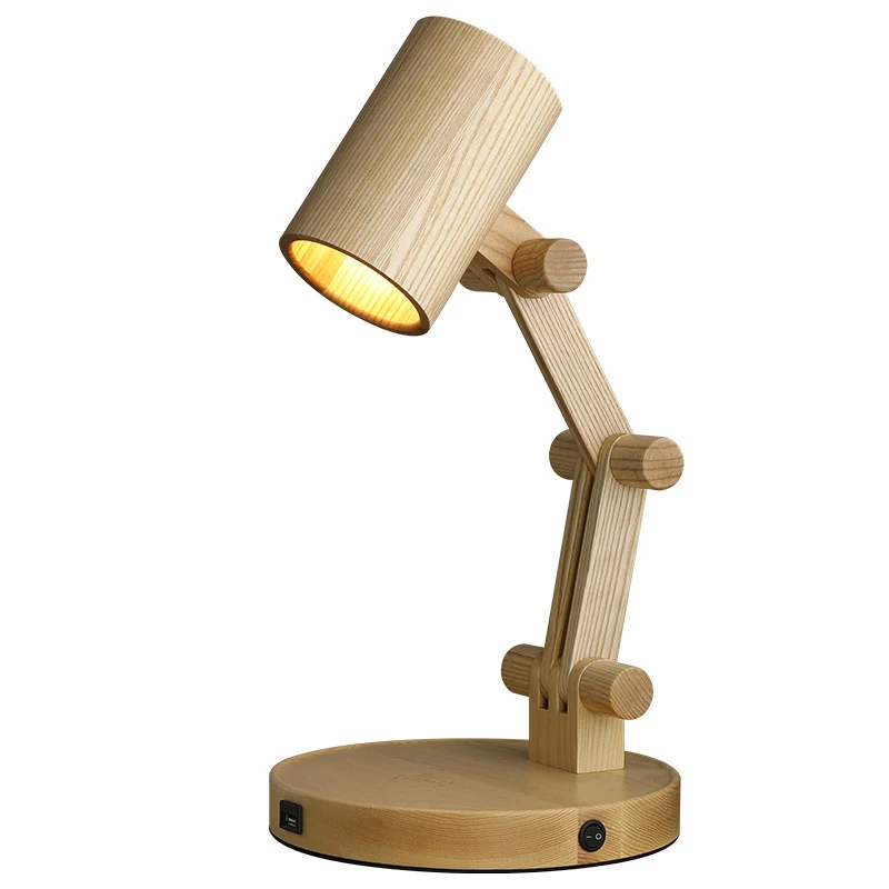 

Home Decor Bedroom Wood Rechargeable Table Lamp Study Led Desk Lamp